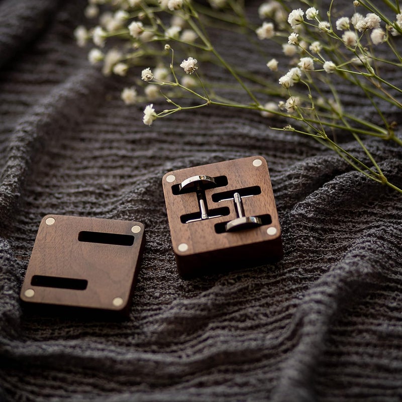 MUUJEE Cufflinks with Engraved Wood Gift Box - Image 5